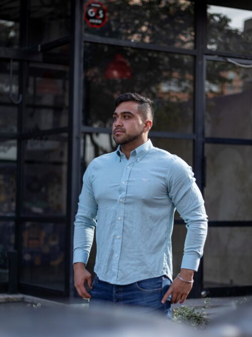 Camisa Azul Cielo Lino Team Wear - Golden Wear Colombia