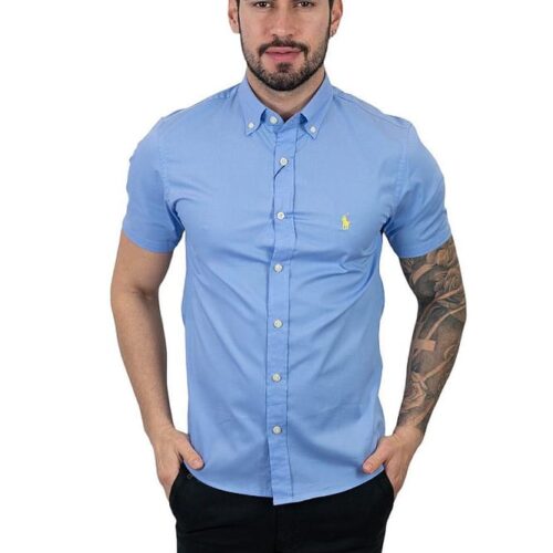 Camisa Hombre Azul Cielo Manga Corta Polo Ralph Lauren 100% algodon - Golden Wear Colombia
