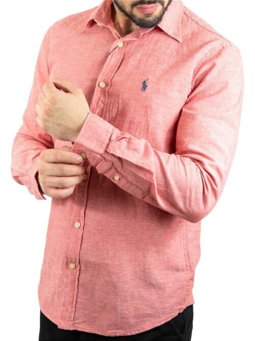 Camisa Hombre Roja Lino - Golden Wear Colombia