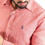 Camisa Hombre Roja Lino