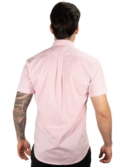 Camisa Hombre Rosada A Cuadros Manga Corta - Golden Wear Colombia