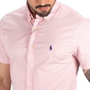 Camisa Hombre Rosada A Cuadros Manga Corta - Golden Wear Colombia