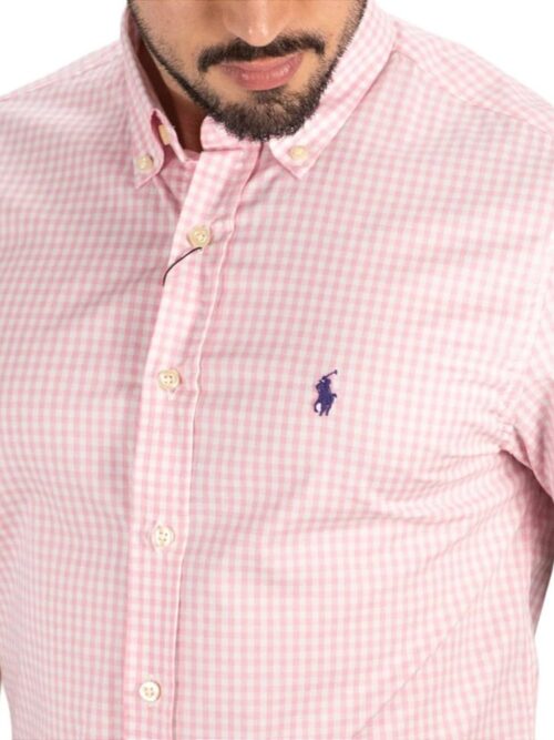 Camisa Hombre Rosada A Cuadros Manga Corta - Golden Wear Colombia