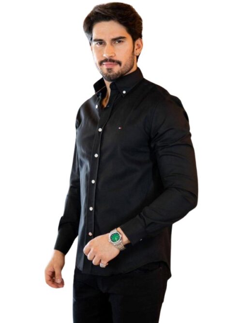 Camisa Hombre Tommy Negra - Golden Wear Colombia