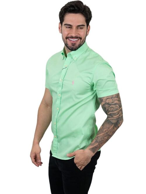 Camisa Hombre Verde Menta Manga Corta - Golden Wear Colombia