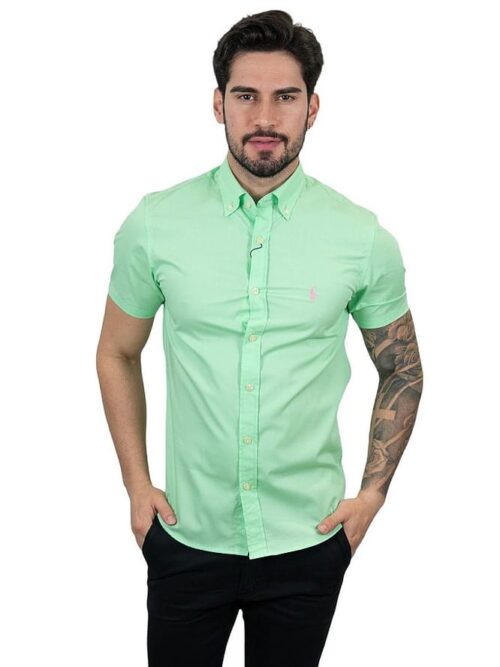 Camisa Hombre Verde Menta Manga Corta - Golden Wear Colombia