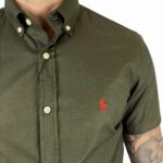 Camisa Hombre Verde Militar Manga Corta