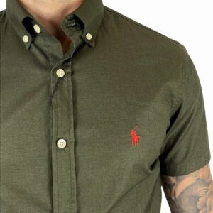 Camisa Hombre Verde Militar Manga Corta - Golden Wear Colombia