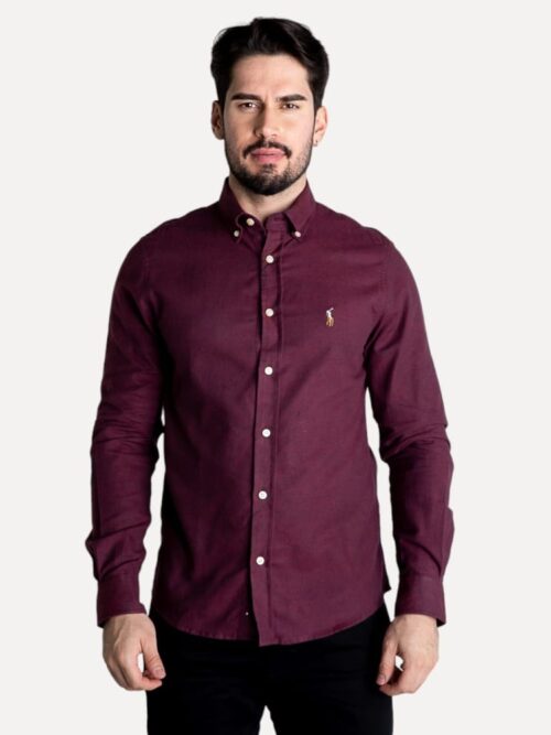 Camisa Hombre Vino Oxford Rain - Golden Wear Colombia