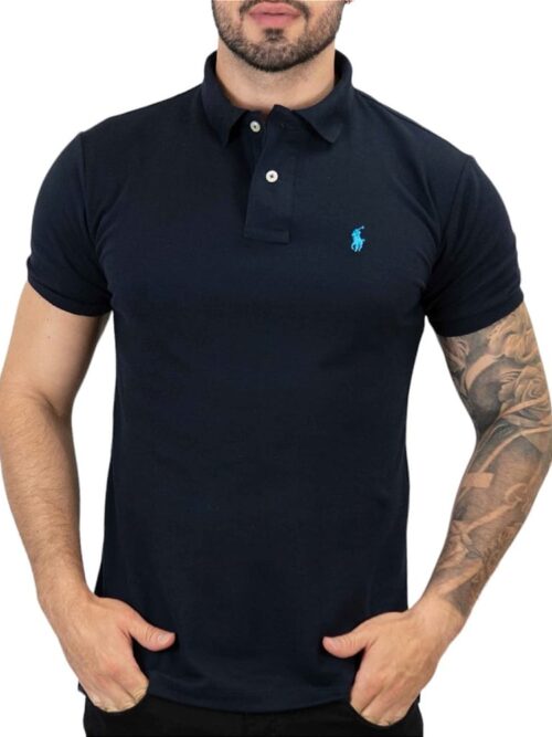 Camiseta Polo Pique Hombre Azul Medio - Golden Wear Colombia
