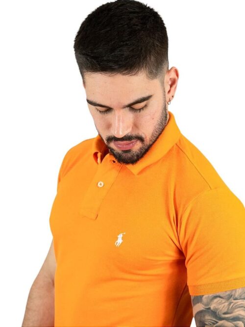 Camiseta Polo Pique Hombre Naranja Rain - Golden Wear Colombia