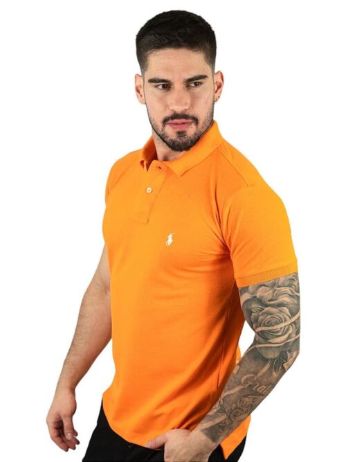 Camiseta Polo Pique Hombre Naranja Rain - Golden Wear Colombia