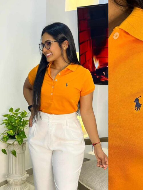 Camiseta Polo Piqué Mujer Naranja - Golden Wear Colombia