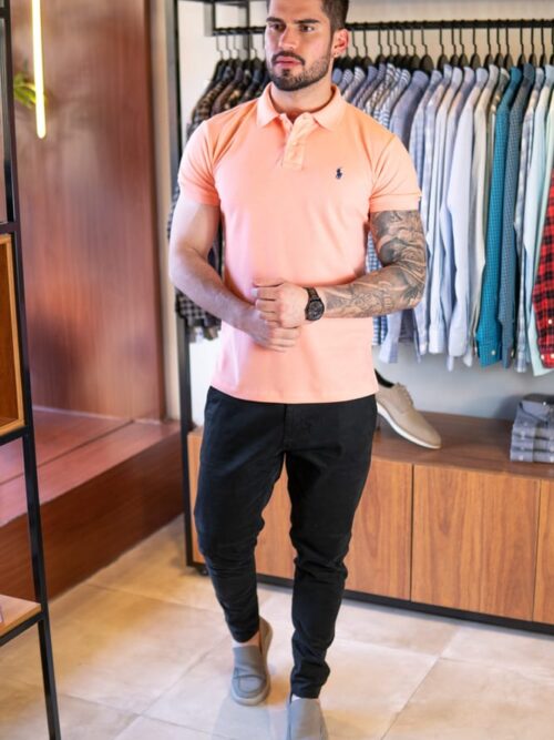 Camiseta Polo Rain Pique Hombre Coral - Golden Wear Colombia
