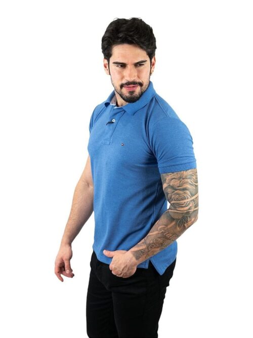 Camiseta Tommy Pique Hombre Azul Cielo - Golden Wear Colombia