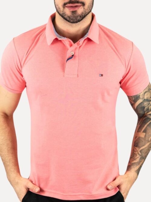 Camiseta Tommy Pique Hombre Rosa - Golden Wear Colombia