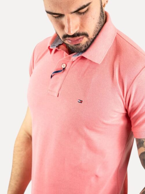 Camiseta Tommy Pique Hombre Rosa - Golden Wear Colombia