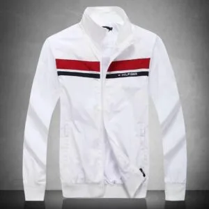 CHAQUETA BLANCA LINEAS AZULES - Golden Wear Colombia