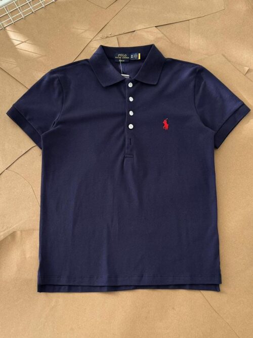 Camiseta Polo Pique Mujer Azul Oscuro