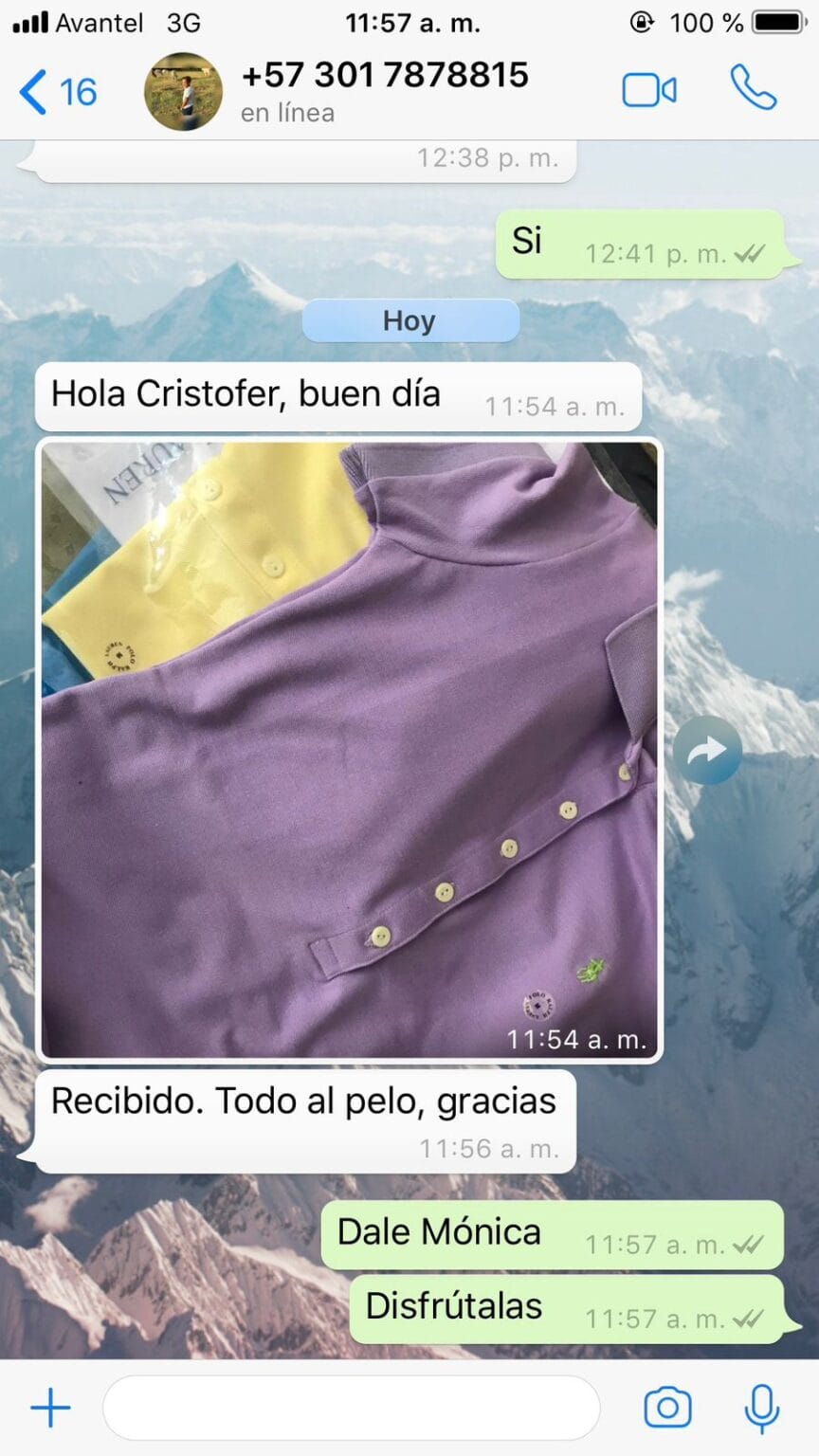 whatsapp testimonio golden wear colombia