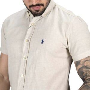 Camisa Hombre Rain Beige manga corta