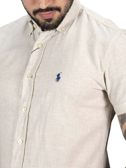 Camisa Hombre Rain Beige manga corta