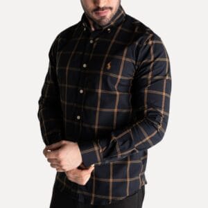 Camisa Hombre Negra A Cuadros Grandes - L