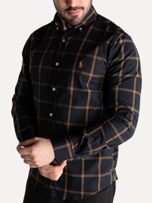 Camisa Hombre Negra A Cuadros Grandes