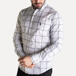 Camisa Hombre Blanca A Cuadros Grandes