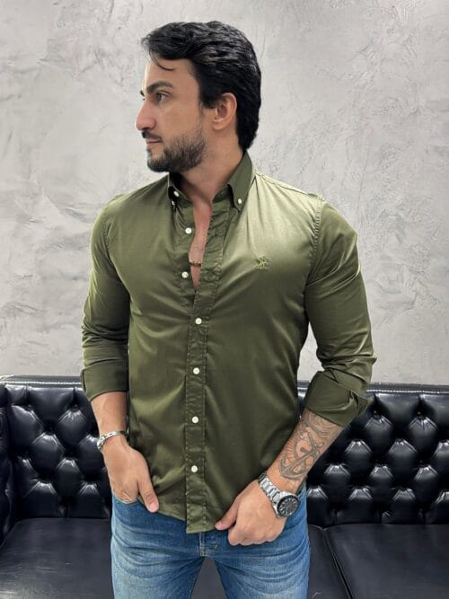 Camisa Hombre Verde Militar Colored