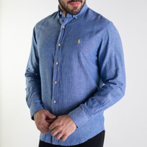 Camisa Hombre Lino Azul Marino