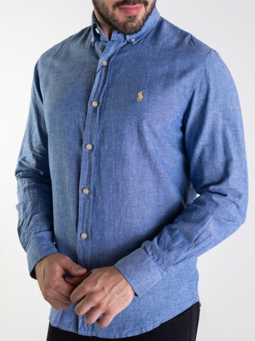Camisa Hombre Lino Azul Marino