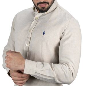 Camisa Hombre Beige Lino
