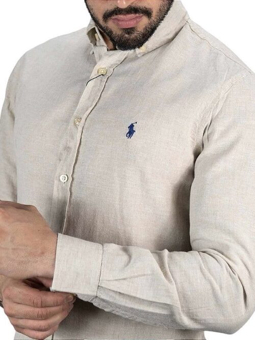 Camisa Hombre Lino Beige